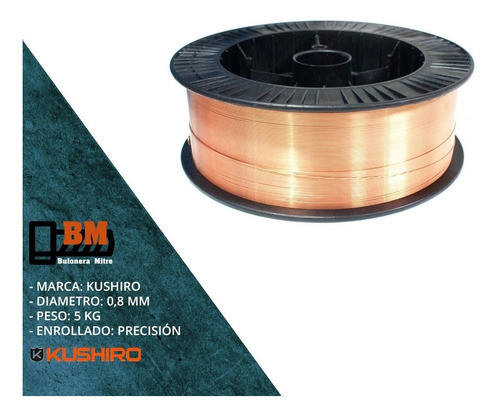 Rollo Alambre Cobreado Mig Mag 5 Kg Er 70s Co2 0.8mm Kushiro 1