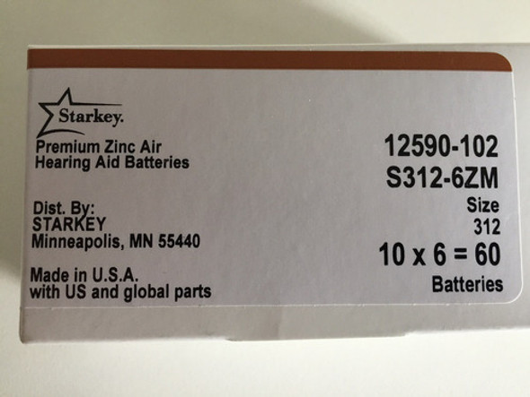 Pilha Aparelho Auditivo 312 - Starkey - 60 Unidades 1