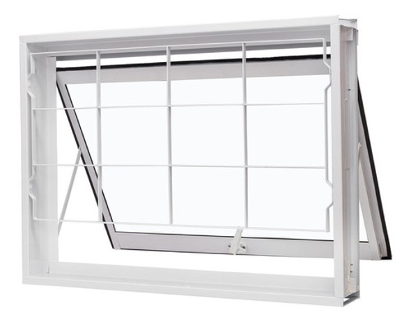 Janela De Aço Maxim-ar 60x60cm Com Grade Quadriculada E 0 Janela De Aço Maxim-ar 60x60cm Com Grade Quadriculada E 0