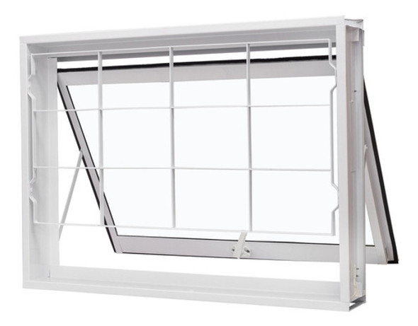 Janela De Aço Maxim-ar 60x60cm Com Grade Quadriculada E 1 Janela De Aço Maxim-ar 60x60cm Com Grade Quadriculada E 1