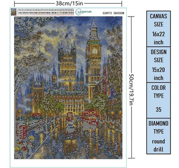 Kit Pintura Con Diamantes 5d Londres Reloj Diy 40x50cm 1