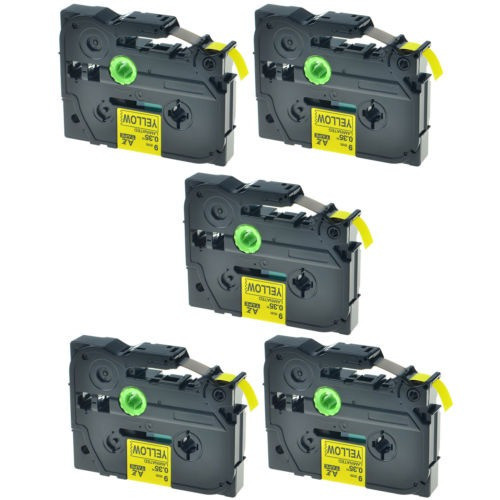 5pk Negro Sobre Amarillo Tz621 Tze621 Etiqueta Cinta Para Br 0