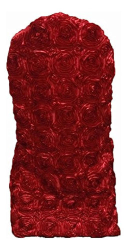 ~? Luchuan Fancy Banquet Red Satin Romatic Rosette Chair Cov 1