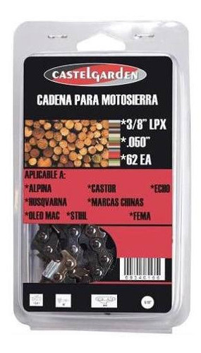 Cadena Motosierra Armada Castel Garden 3/8 Lpx 050 X 62 0