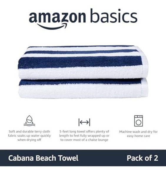 Amazon Basics Toalla De Playa Cabana Stripe - 1 Amazon Basics Toalla De Playa Cabana Stripe - 1