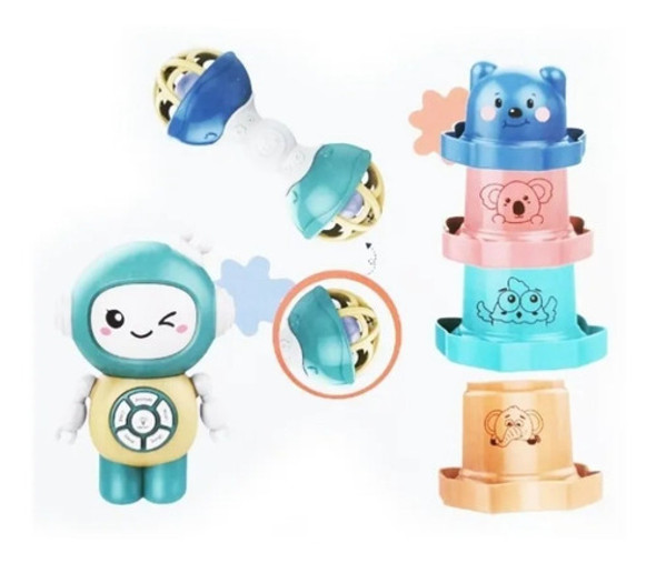 Set Para Bebés Sonajero, Apilable, Robot Musical- Zippy Toys 0