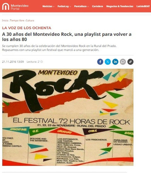 Afiche Historico De Montevideo Rock 1, Unico 1
