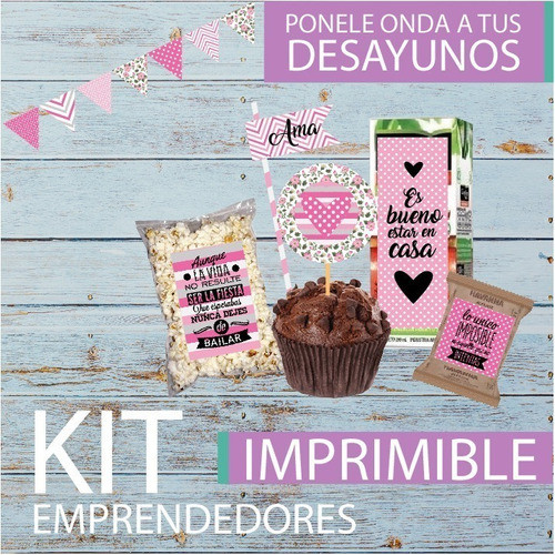 Kit Imprimible Desayuno Cumple Pink Motivacional Mujer Amiga 1