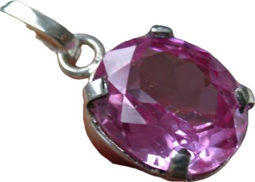 Colgante Dije Piedra Rosa De Francia Tallada Luli Plata 925 0