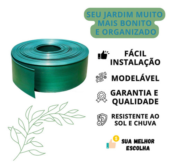 Separador Grama Limitador Jardim Borda 10cm X 50m Verde Escu 1