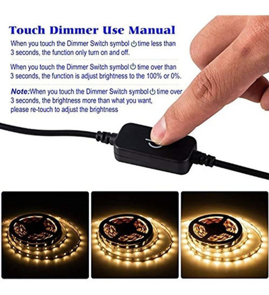 Tira De Luces Led Azul Marreal, Atenuador Táctil Flexible Ti 1