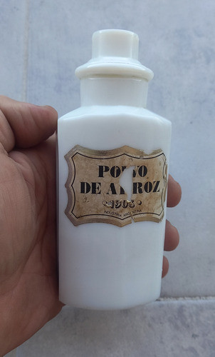 Antiguo Frasco Opalina Polvo De Arroz 1908 Con Contenido 0