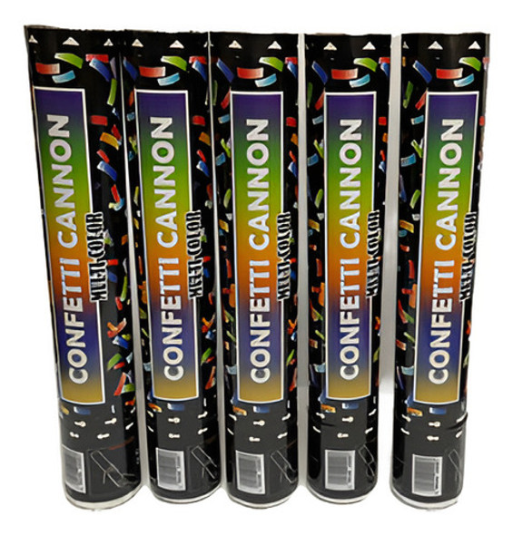 5 Unidades Lança Confete Metalizado Retangular Colorido 30cm 0