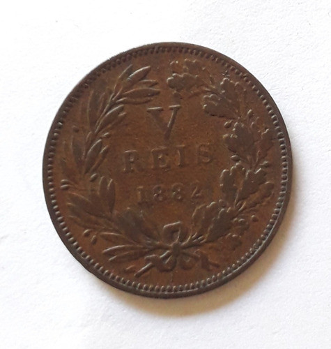 Portugal 5 Reis Año 1882 Moneda De Bronce Km#525 0