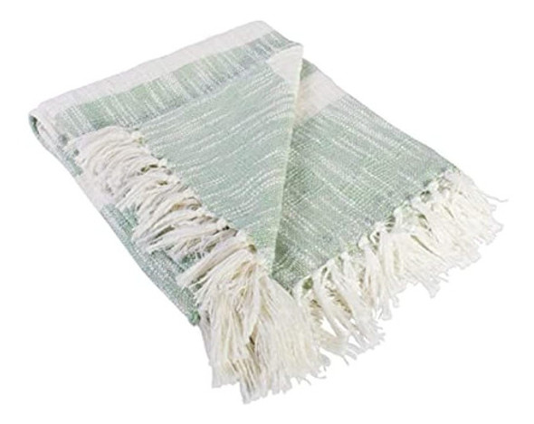 Dii Rustic Farmhouse Cotton Stripe Blanket Manta Con Flecos 0