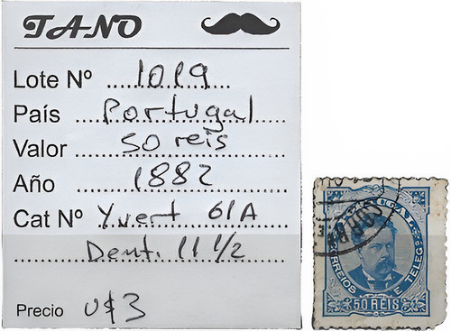 Lote1019 Portugal 50 Reis Año 1882 Yvert# 61 A Dent. 11 1/2 0