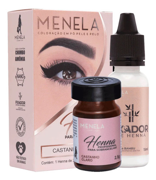 Kit Henna Profissional Sobrancelhas Menela Castanho Claro 1