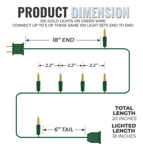 100 Luces Doradas De Navidad Con Escarcha En Una Cuerda De A 1