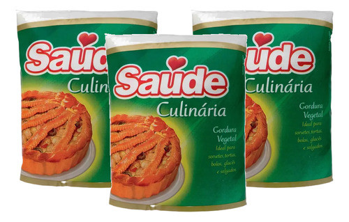 Kit 3 Gordura Vegetal Saude Bolos Salgados Tortas 500g 0