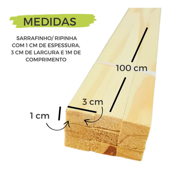 10 Sarrafo Ripinha Artesanato Madeira Pinus 3cmx1cmx1m 1