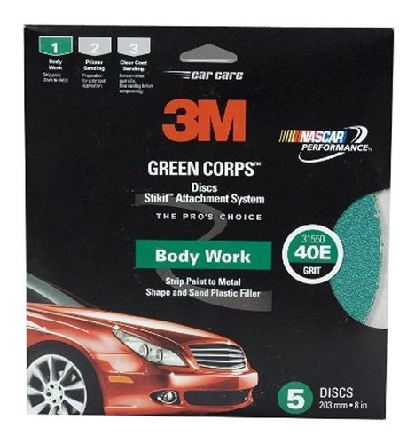 3m 31550 Stikit Green Corps 8 40e Grit Disc Pack De 10 0