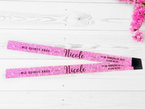120 Pulseras Vip Fiestas Para Boda 15 Años Personalizadas 1
