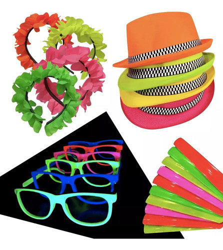 Combo Cotillon Fluo Vip 24 Personas Fiesta Carnaval Carioca 0