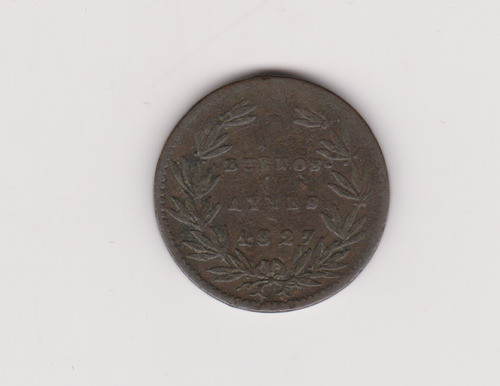 Moneda Argentina Buenos Aires 5/10 1827 J/9.1.2 Bueno+ 1