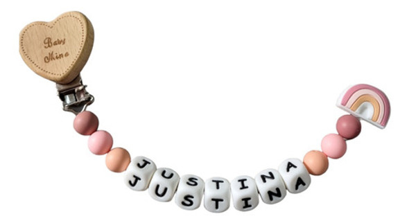 Porta Chupetes De Silicona Personalizados Broche Madera 1