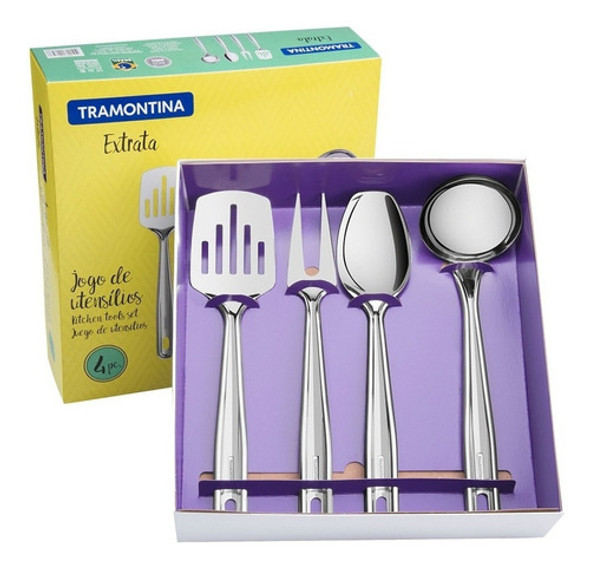 Set Utensilios 4 Piezas Extrata Tramontina Acero Inoxidable 0
