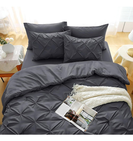 Jollyvogue Cama En Bolsa 7 Piezas, Dark Grey Queen/set De Ed 1