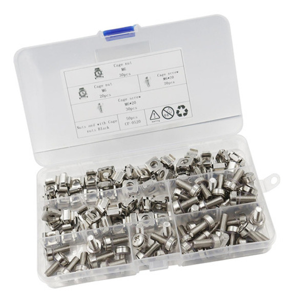 Conjunto De Porcas E Parafusos De Gaiola M6, 50 Peças, 0