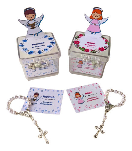 Cajitas Personalizadas 3d Mini Rosario Bautismo Comunión 0