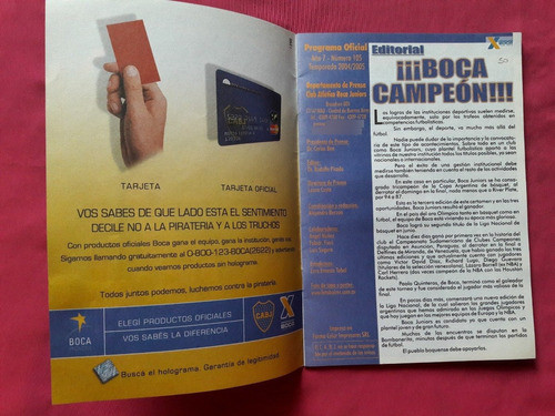 Programa Oficial Boca Nº 105 - Apertura 2004 - Boca Velez 1
