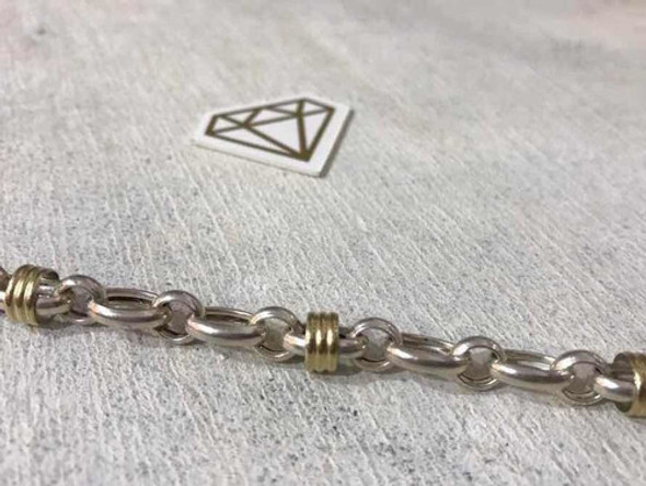 Pulsera Mujer Mediana Rolo Oval Plata 925 Con Oro. Tuset 1