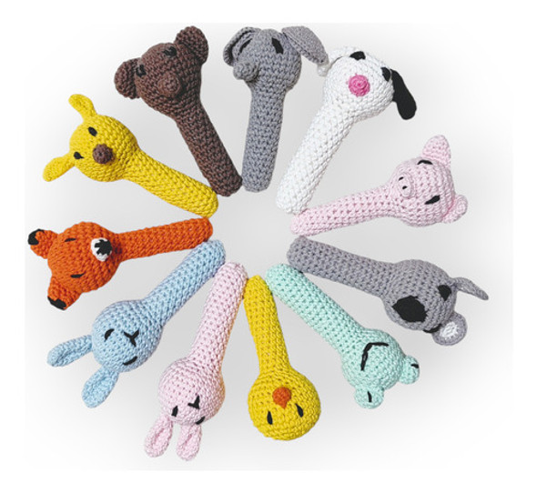 Sonajero Palito Tejido Crochet Mayorista Por Mayor X12 0