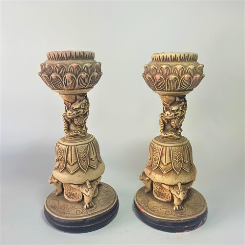 Antiguos Candelabros Orientales Hechos En Pasta 0