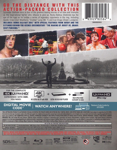 4k Ultra Hd Blu-ray Rocky The Knockout Collection / 4 Films 1