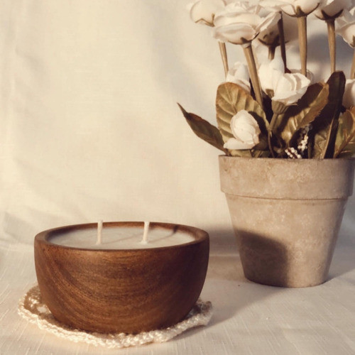 Vela Aromática - Cuenco De Madera 0