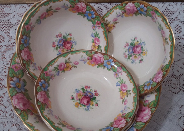 Juego Postre Bowls  5 Compoteras Loza Inglesa Antigua 0