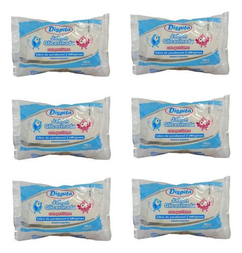 Pack X 6 Jabón Glicerina Para Bebes Suave Aroma 90gr Dispita 0