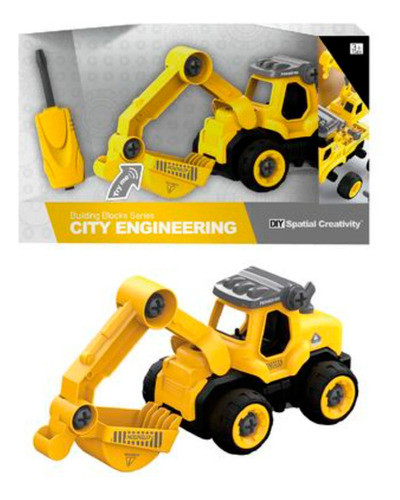 Excavadora Con Sonido Para Armar Diy Amarillo  - Ik0059 0
