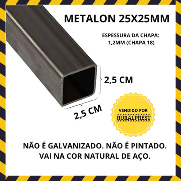 Metalon 25x25 Tubo Quadrado De Aço - 6 Pedaços De 1metro 1