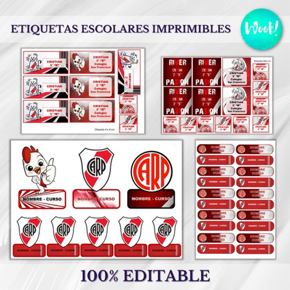 Kit Imprimible Etiquetas Escolares River Plate Editables 1 Kit Imprimible Etiquetas Escolares River Plate Editables 1