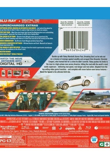 Blu-ray Need For Speed The Movie / La Pelicula 1
