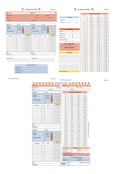 Planilla De Juego Para Basquetbol 0