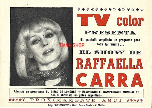 Publicidad 70´s Circo De Londres: Raffaella Carra_mundial 78 0