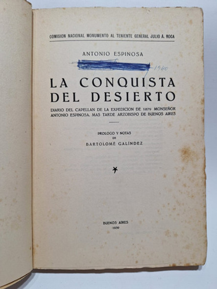Antiguo Libro La Conquista Del Desierto 1939  Le620 1