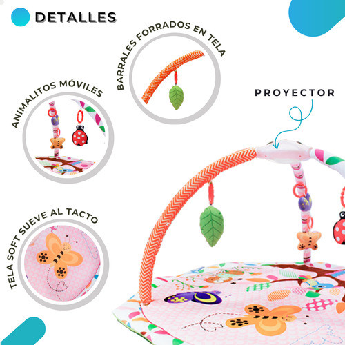 Gimnasio Grande Proyector Manta Didáctica Musical Rosa Bebe 1
