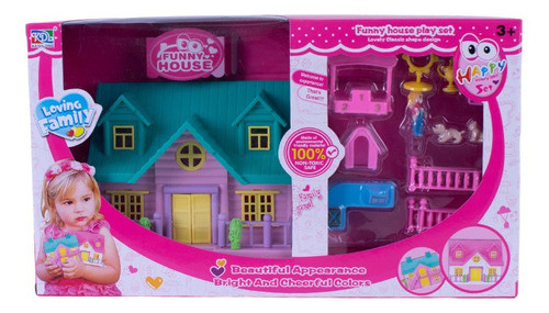 Casa 2 Pisos C/pareja Y Muebles 33.5*19*8cm 0